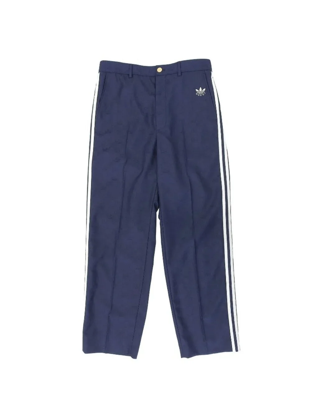 Gucci Adidas GG Logo All Over Print Trefoil Jacquard Trousers Pants Navy 50